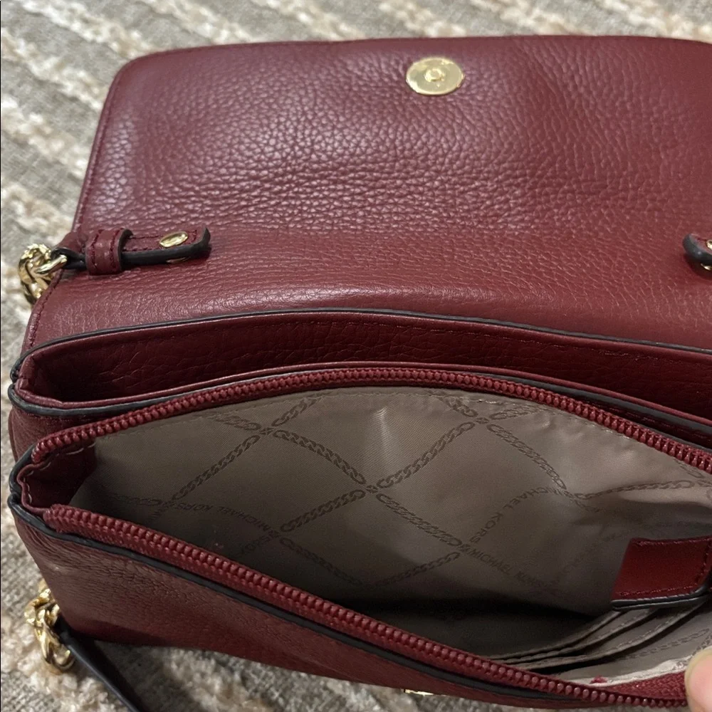 Michael Kors Cherry Bedford Pebbled‎ Leather Crossbody Bag Purse NWOT